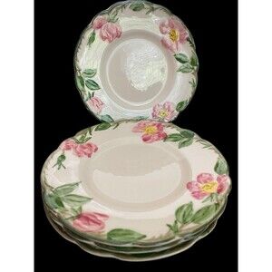 4 Vintage Franciscan Desert Rose Bread Plates 6-3/8" USA Floral 1940s